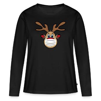 Ugly Xmas Rudi Renne avec masque - T-shirt manches longues Premium bio Femme - noir - Devant - Julia (174cm)