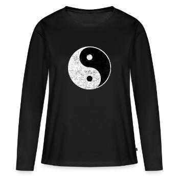 Yin Yang Retro Vintage Harmony Taoism Yoga Gift - T-shirt manches longues Premium bio Femme - noir - Devant - Julia (174cm)