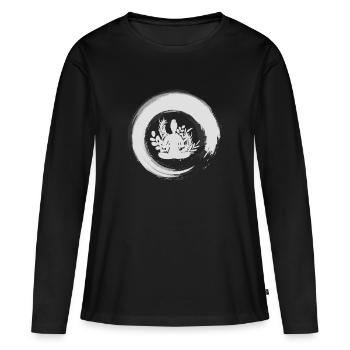 Bouddhisme Zen Circle - T-shirt manches longues Premium bio Femme - noir - Devant - Julia (174cm)