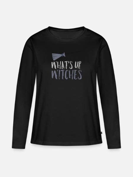 Hexenbesen Hexe Geschenk - Frauen Premium Bio Langarmshirt - Schwarz
