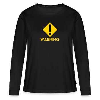 panneau d'avertissement - T-shirt manches longues Premium bio Femme - noir - Devant - Julia (174cm)