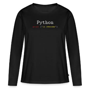 Cadeau de programmeur de codage de codeur de langage HTML Python - T-shirt manches longues Premium bio Femme - noir - Devant - Julia (174cm)