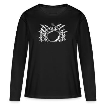 Tambours - T-shirt manches longues Premium bio Femme - noir - Devant - Julia (174cm)