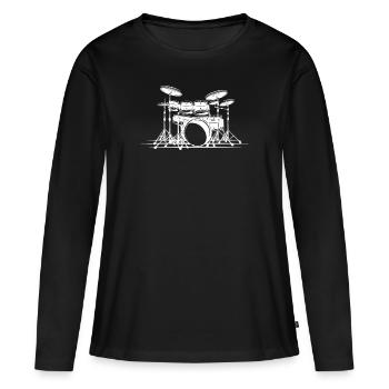 Tambours - T-shirt manches longues Premium bio Femme - noir - Devant - Julia (174cm)