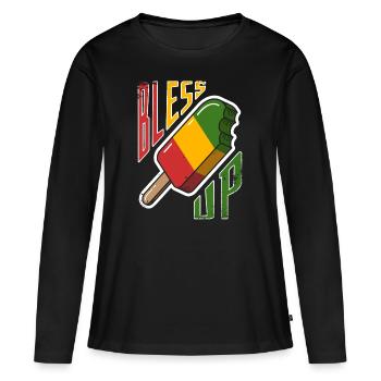 Bless Up, glace à la musique reggae jamaïcaine - T-shirt manches longues Premium bio Femme - noir - Devant - Julia (174cm)