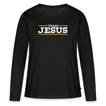 Team Jesus Christus Christentum katholische Religion - Frauen Premium Bio Langarmshirt - Schwarz - Vorne - Julia (174cm)