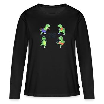 Sport temps dinosaure sport équipe mignon - T-shirt manches longues Premium bio Femme - noir - Devant - Julia (174cm)