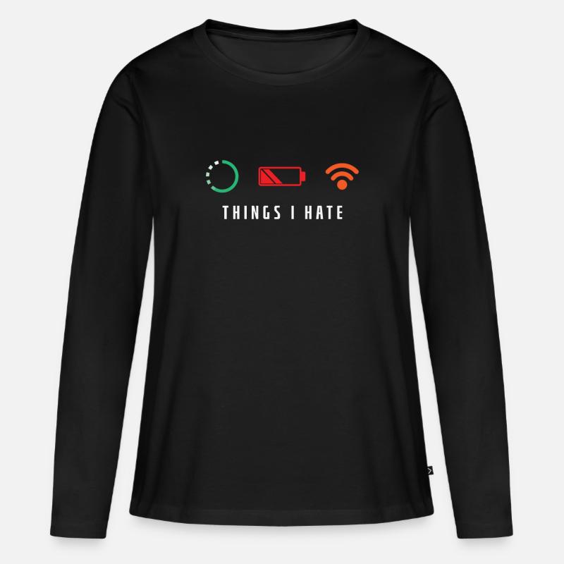 Things I Hate Nerd Computer - Frauen Premium Bio Langarmshirt - Schwarz