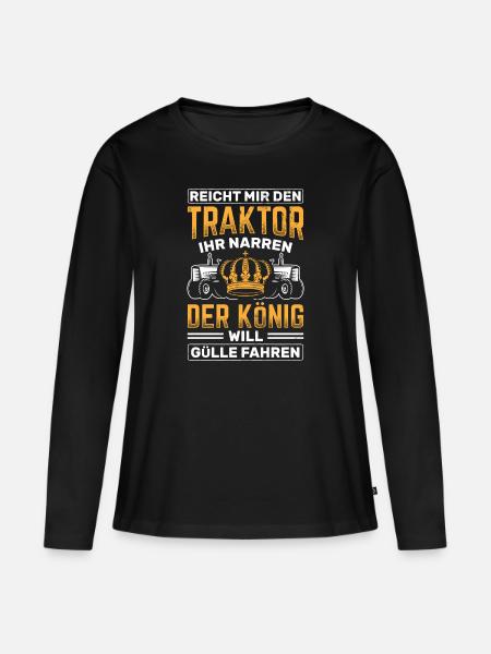Traktor Landwirtschaft Bauer - Frauen Premium Bio Langarmshirt - Schwarz