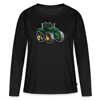 Traktor - Frauen Premium Bio Langarmshirt - Schwarz - Vorne - Julia (174cm)