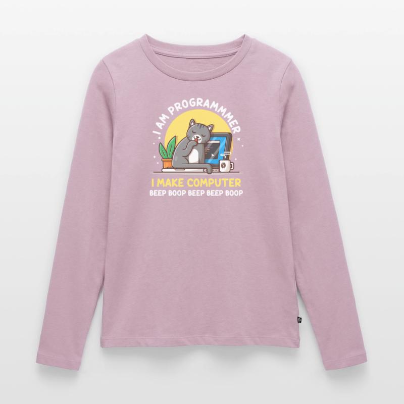 Cat Programmer Coder Entwickler Kitten Computer Frauen Premium Bio Langarmshirt