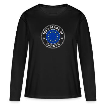 Europe UE - T-shirt manches longues Premium bio Femme - noir - Devant - Julia (174cm)