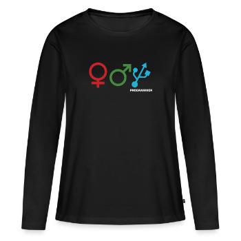 Programmation des codes de déchiffrement Technicien en informatique - T-shirt manches longues Premium bio Femme - noir - Devant - Julia (174cm)