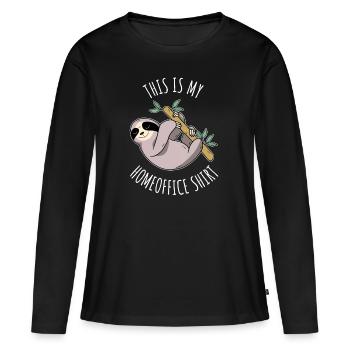 Paresse drôle, chemise de bureau à domicile, disant. - T-shirt manches longues Premium bio Femme - noir - Devant - Julia (174cm)