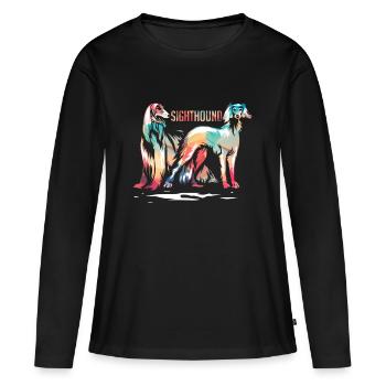 Lévriers - T-shirt manches longues Premium bio Femme - noir - Devant - Julia (174cm)