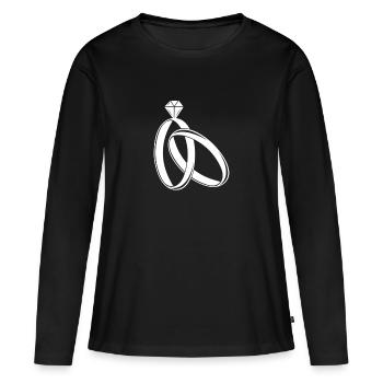 Mariage de mariage - T-shirt manches longues Premium bio Femme - noir - Devant - Julia (174cm)