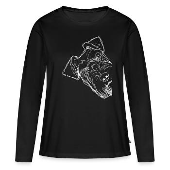 Chien museau curieux - T-shirt manches longues Premium bio Femme - noir - Devant - Julia (174cm)