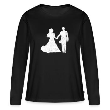 Mariée de mariage de mariage - T-shirt manches longues Premium bio Femme - noir - Devant - Julia (174cm)