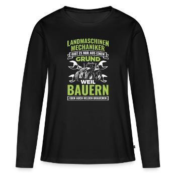 Landmaschinenmechaniker Mechaniker Landmaschinen - Frauen Premium Bio Langarmshirt - Schwarz - Vorne - Julia (174cm)