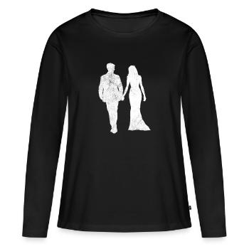 Mariage de mariage - T-shirt manches longues Premium bio Femme - noir - Devant - Julia (174cm)