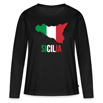 MINCHIA CHE BELLA PALERMO Sicile - T-shirt manches longues Premium bio Femme - noir - Devant - Julia (174cm)