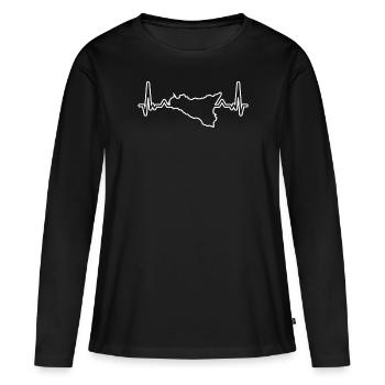 Trinacria Heartbeat Sicilia Heartbeat Sicilia - T-shirt manches longues Premium bio Femme - noir - Devant - Julia (174cm)