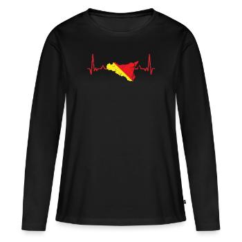 Trinacria Heartbeat Sicilia Heartbeat Sicilia - T-shirt manches longues Premium bio Femme - noir - Devant - Julia (174cm)