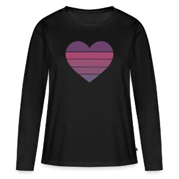 Coeur Rétro Lila - T-shirt manches longues Premium bio Femme - noir - Devant - Julia (174cm)