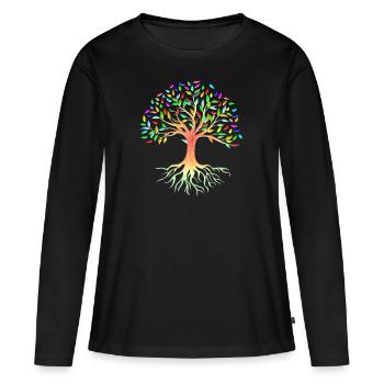 Mère nature racines arbre arborvitae - T-shirt manches longues Premium bio Femme - noir - Devant - Julia (174cm)