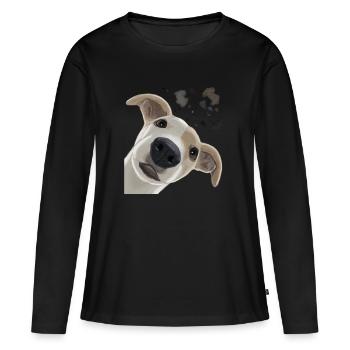 Curious Whippet Dog - Women's Premium Organic Long Sleeve Shirt - black - Front - Julia (174cm)