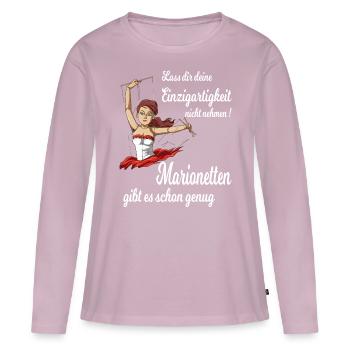 Marionetten gibt es schon genug - Frauen Premium Bio Langarmshirt - Altrosa - Vorne - Julia (174cm)