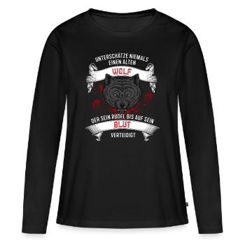 Ne jamais sous-estimer un loup - Germains - T-shirt manches longues Premium bio Femme - noir - Devant - Julia (174cm)