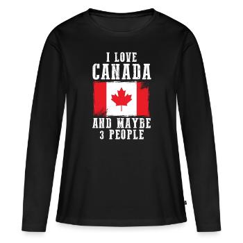 Drapeau du Canada Drapeau - T-shirt manches longues Premium bio Femme - noir - Devant - Julia (174cm)