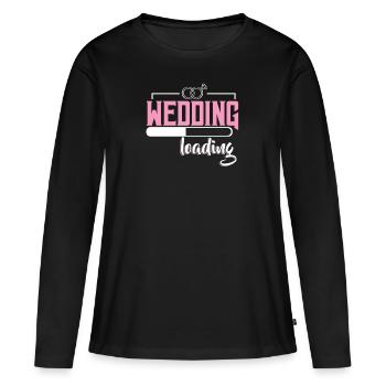 Demande en mariage Fiançailles | Demande de mariage - T-shirt manches longues Premium bio Femme - noir - Devant - Julia (174cm)