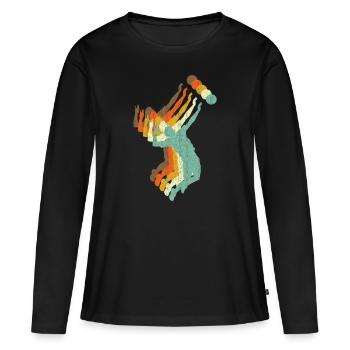 Volleyball Retro Style - Frauen Premium Bio Langarmshirt - Schwarz - Vorne - Julia (174cm)