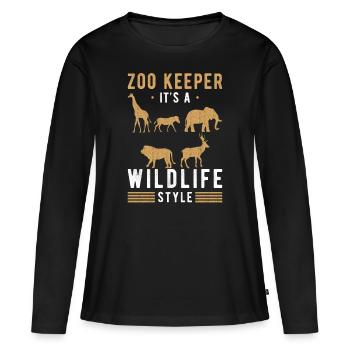 Zoo Gardien zoo Animaux sauvages - T-shirt manches longues Premium bio Femme - noir - Devant - Julia (174cm)