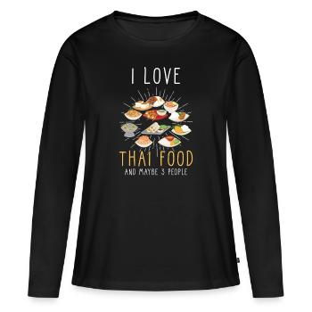 Thaï food thaïlandaise - T-shirt manches longues Premium bio Femme - noir - Devant - Julia (174cm)