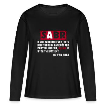 Sabr Islam Muslim Allah Mosquée Coran Religion Cadeau - T-shirt manches longues Premium bio Femme - noir - Devant - Julia (174cm)