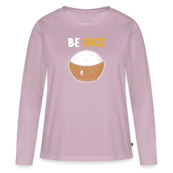 Kawaii riz drôle de jeu de mots riz - T-shirt manches longues Premium bio Femme - rose poudré - Devant - Julia (174cm)
