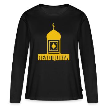 Lire Mosquée coranique Islam Musulman Allah Religion Cadeau - T-shirt manches longues Premium bio Femme - noir - Devant - Julia (174cm)