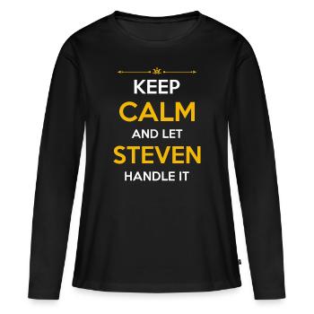 Steven Namen Geschenk - Frauen Premium Bio Langarmshirt - Schwarz - Vorne - Julia (174cm)