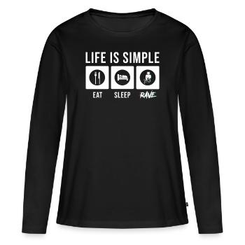Rave Raver Techno Electro Musik - Frauen Premium Bio Langarmshirt - Schwarz - Vorne - Julia (174cm)