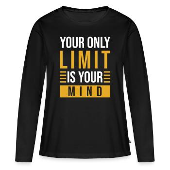Motivation Mindset Phrase - T-shirt manches longues Premium bio Femme - noir - Devant - Julia (174cm)