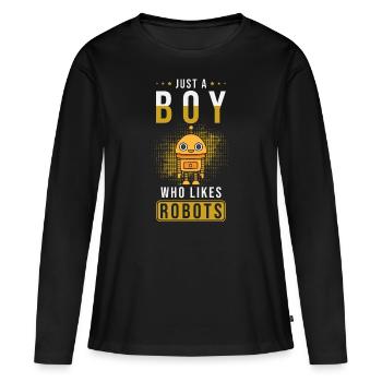 Roboter - Frauen Premium Bio Langarmshirt - Schwarz - Vorne - Julia (174cm)