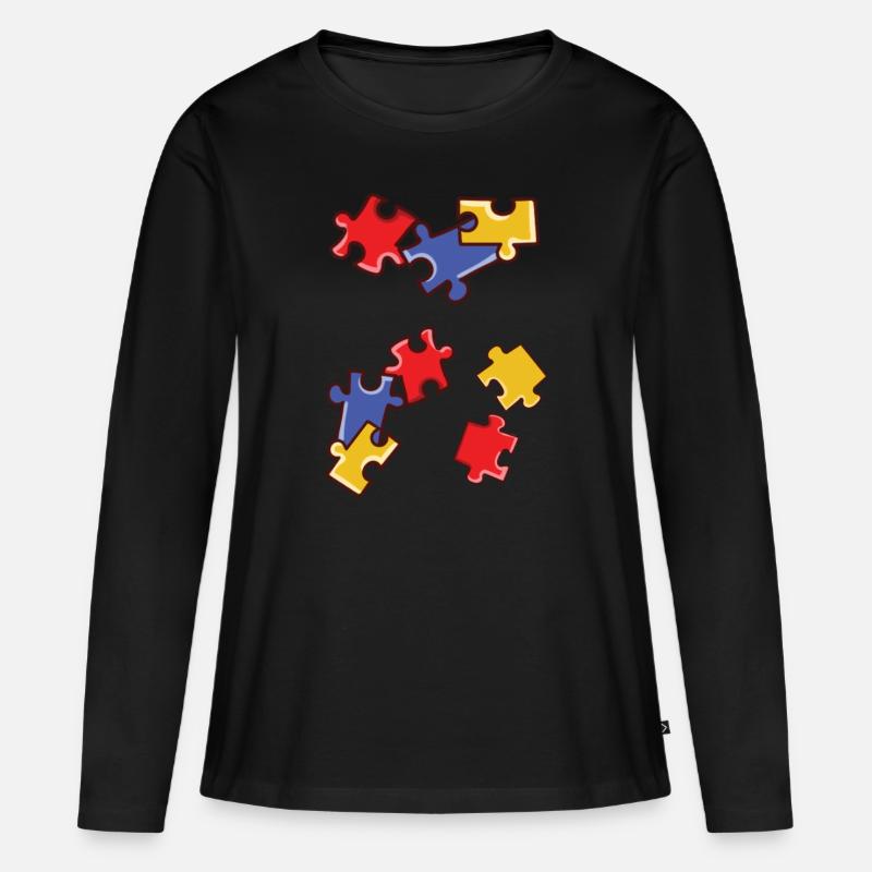 Puzzle - Frauen Premium Bio Langarmshirt - Schwarz