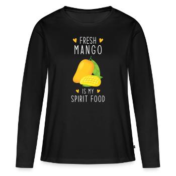 Mango Spirit Food - T-shirt manches longues Premium bio Femme - noir - Devant - Julia (174cm)