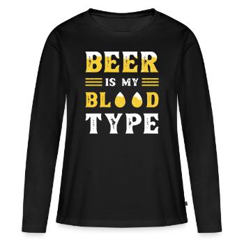 Bier Blutgruppe Bier - Frauen Premium Bio Langarmshirt - Schwarz - Vorne - Julia (174cm)
