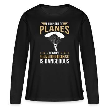 Parachute - T-shirt manches longues Premium bio Femme - noir - Devant - Julia (174cm)
