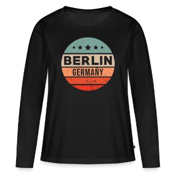 Berlin - T-shirt manches longues Premium bio Femme - noir - Devant - Julia (174cm)