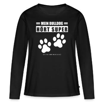 Bulldog - Frauen Premium Bio Langarmshirt - Schwarz - Vorne - Julia (174cm)